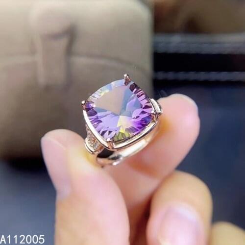 KJJEAXCMY fine jewelry 925 sterling silver inlaid Ametrine ring luxury atmosphere ladies adjustable ring