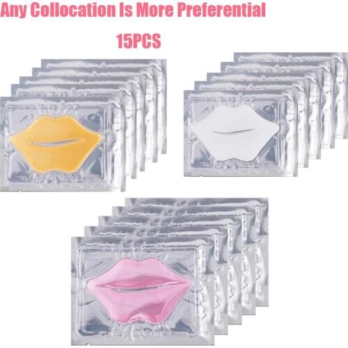 Hot Sale Free Shipping 3 Types Collagen Lip Mask Combination 15Pcs Moisturing Nourishing Anti Wrinkle Lip Enhancement Lips Care