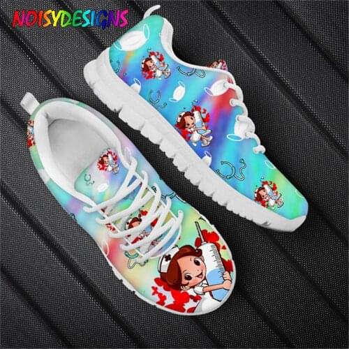NOISYDESIGNS Beauty Nurse Doctor Print Women Flats Multicolor Casual Shoes Soft Comfortable Sneakers for Youth Girls Footwear