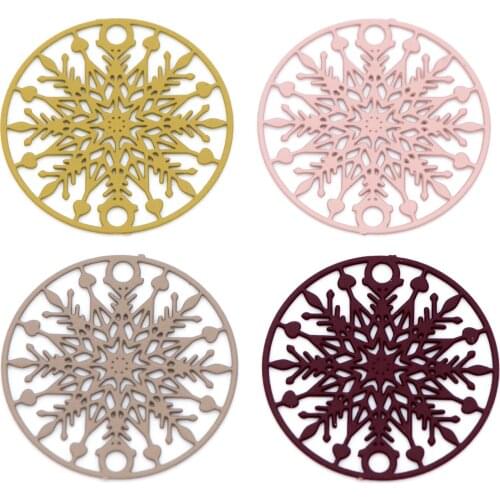 10pcs Floral Round Stamping 20mm, Painted Flower Charm Pendants, Filigree Stamping Connectors DIY Jewelry Finds (#HT-74)