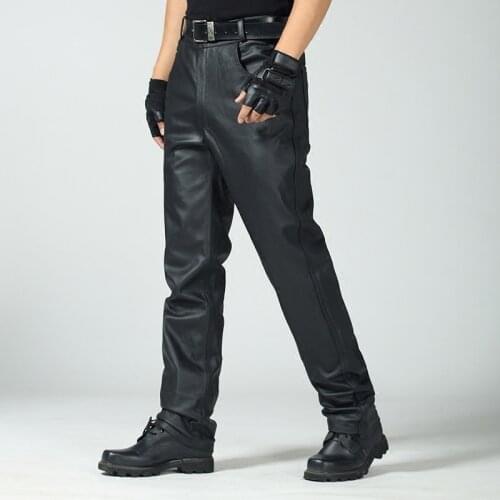 Mens Large Size Genuine Loose Motorcycle Cowhide Real Leather Trousers 2020 Thick Warm Riding Pants Man Clothing