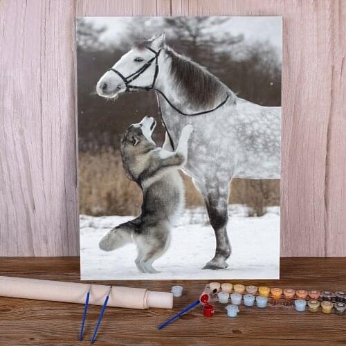 Animal Dog Husky Painting By Numbers Kit Acrylic Paints 50*70 Boards By Numbers Home Decoration For Kids Handiwork Wholesale