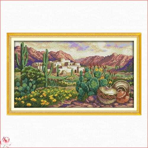 A Desert Scene Chinese Cross Stitch Kit DIY Pattern Embroidery Kit 11CT 14CT Needlework Sets Sewing Kit Home Decoration Crafts