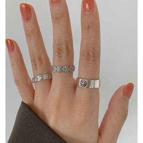 Opening Flower Rings For Women Adjustable Geometric Irregular Fashion Korean Jewelry Female Wedding Bands Party Gift BOYULIGE