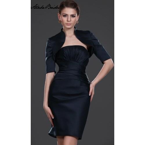 Wedding Party Dress Short Mother Of The Groom Dresses Simple Sheath Strapless Mother of the Bride Dress with Jacket