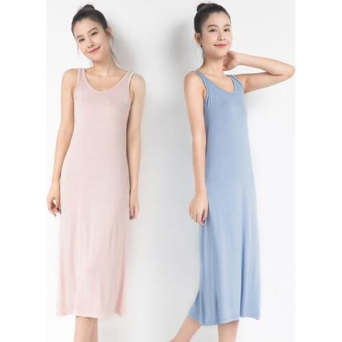 Summer DRESS WOMEN vestidos ropa mujer New Modal Sleeveless Dress Solid Color Loose LONG MAXI DRESS Vest Dress