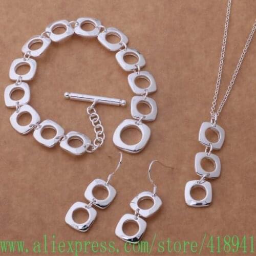 Silver Plated Jewelry Sets Earring 513 + Necklace 239 + Bracelet 163 /ejqanaxa bksakbza AS352