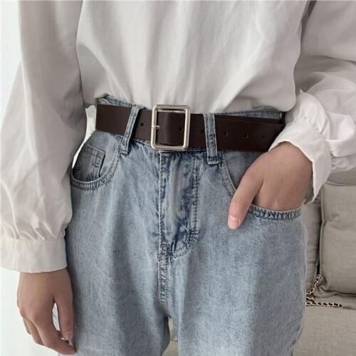 Leather Belt For Women Fashion Square Pin Buckle Jeans Black Belt Luxury Brand Ladies Vintage Strap Female Waistband 2021 New