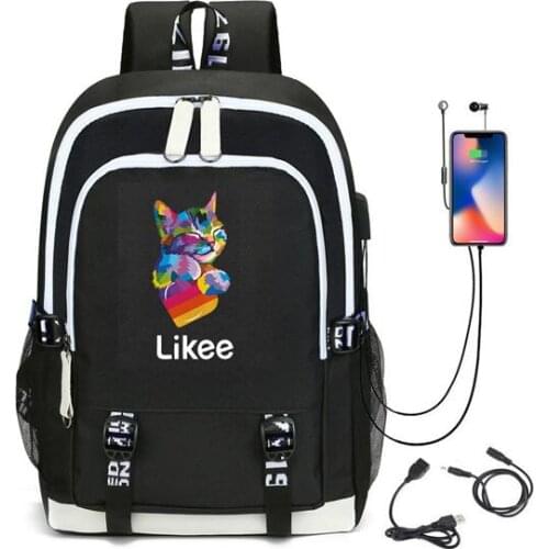 Likee Backpack USB Charging LIKEE Video 1 App Laptop Backpack School Bags for Teenage Girls 2020 Russian Styles Zipper Bookbag