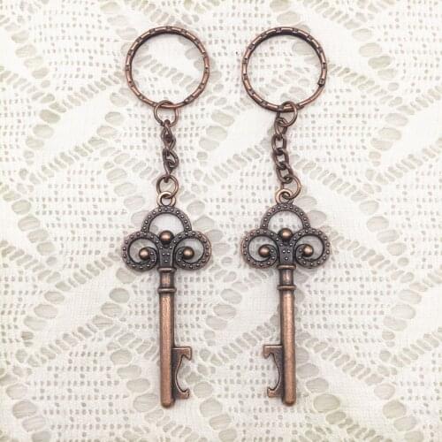 Wedding Favors Back Gifts for Guests Classic Antique Copper Clover Skeleton KeyChain Bottle Opener