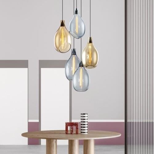 LED Stained glass lamp LED postmodern pendant lamp Living Room Bedroom kitchen lights hanging Decor Luminaire Colorful pendant