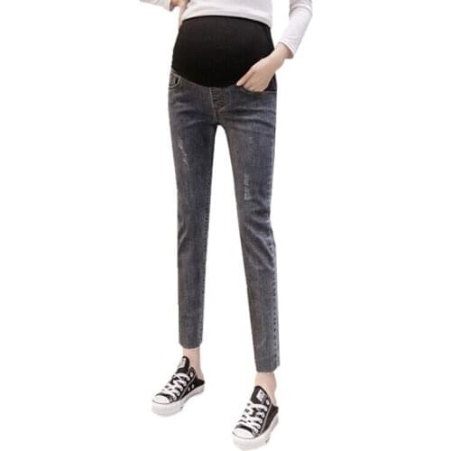 2020 Spring Pregnant Women Abdomen Jeans Office Lady Summer Formal Denim Pants Slim Hips Fashion Maternity Skinny Pencil Pants