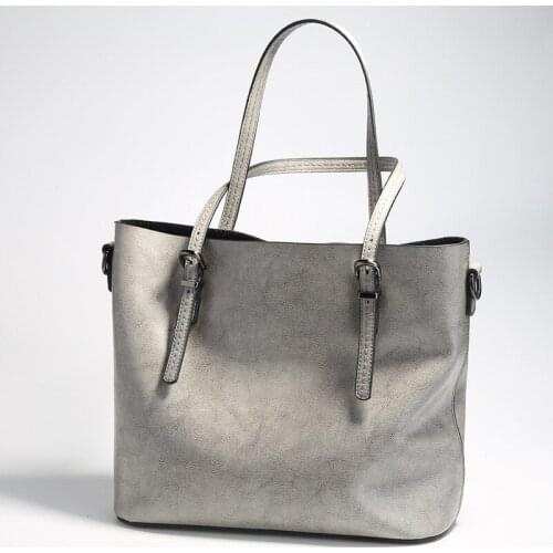 Split leather large capacity women shopping bag soft fashion handbags