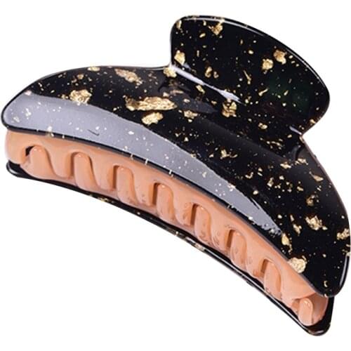 9.5cm Acrylic Hair Claw Clips for Women Hair Accessories Hairclip Fashion Black Gold Foil Big Crab Clip Hairpins Headwear Gifts