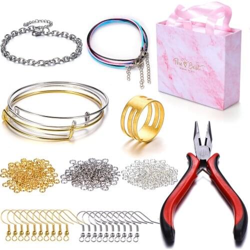 1 set Open Jump Ring Lobster Clasps Repair Tools Jewelry Making Supplies Kit with Jewelry Making Accessories Gift Box Packaging