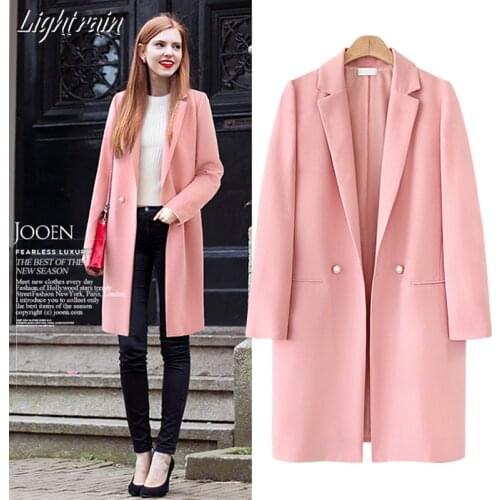 Long Pink Blazer Women Plus Size S-3XL Spring and Autumn Women Blazers and Jackets Blazer Feminino Veste Femme Chaqueta Mujer