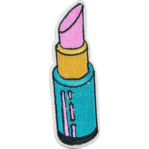 1PCS Fashion Lipstick Embroidered Patches for Clothing Iron on Clothes Jeans woman DIA Appliques Badge Stripe Sticker