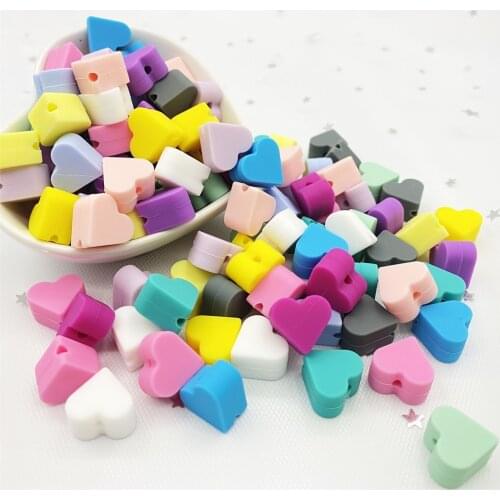 10pcs Heart Silicone Beads Baby Teething Beads Food Grade Silicone Teethers Baby Products DIY Pacifier Accessories
