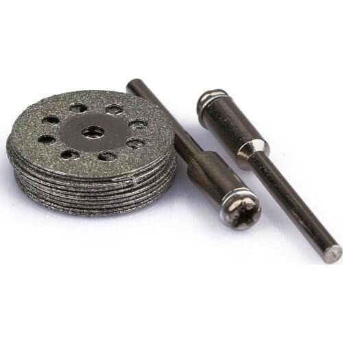 10Pcs Carbon Steel 22mm Diamond Cutting DiscCut Off Wheel Disc Circular Saw Blade For Dremel Rotary Tools +2PC 3mm Mandrel