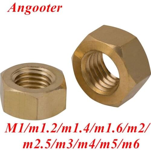 100pcs DIN934 Brass Hex Nuts Thread M1 M1.2 M1.4 M1.6 M2 M2.5 M3 M4 M5 M6 Copper Brass Hexagon Nut Screw Nuts