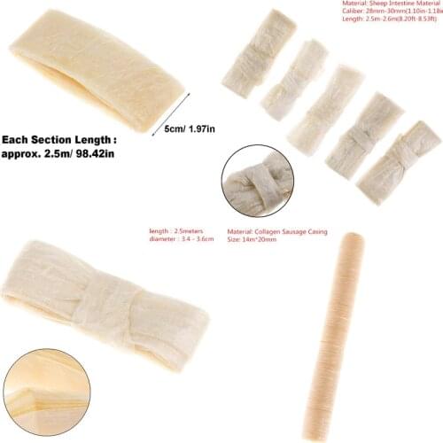 2.5/14m Edible Sausage Casings Packaging Pork Intestine For Sausage Tube Casing For Sausage Hot Dog Hamburger Sausage Tools