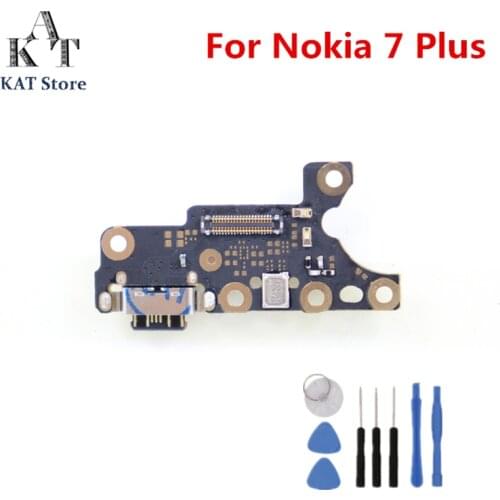 2Pcs New For Nokia 7 plus 7+ TA-1049 1055 1062 USB Charger Charging Port Dock Connector Microphone Flex Cable Board Free Tools