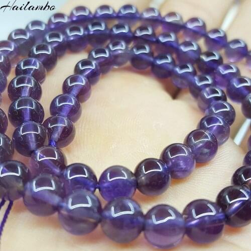 2020 New 6/8/10mm Natural Amethysts Purple Crystal Round Bead For Making Jewelry DIY Necklace Bracelet Loose Beads Strand LS06