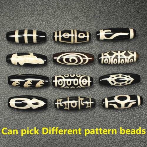 3Pcs , Around 10X30mm 30mm Many patterns Black Dzi agates Beads,For DIYJewelry making! Mixed wholesale for all items