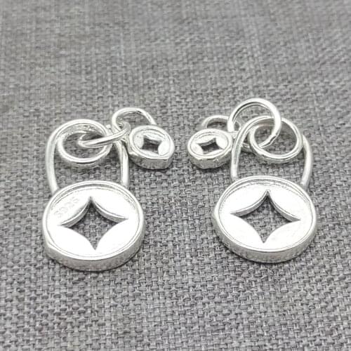 4 Pieces of 925 Sterling Silver Double Coin Charms for Bracelet Necklace