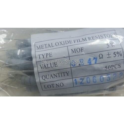 5W 0.47R 5W0.47OHM 5W 0.47Ohm Carbon Film 5% 50pcs/LOT Free shipping