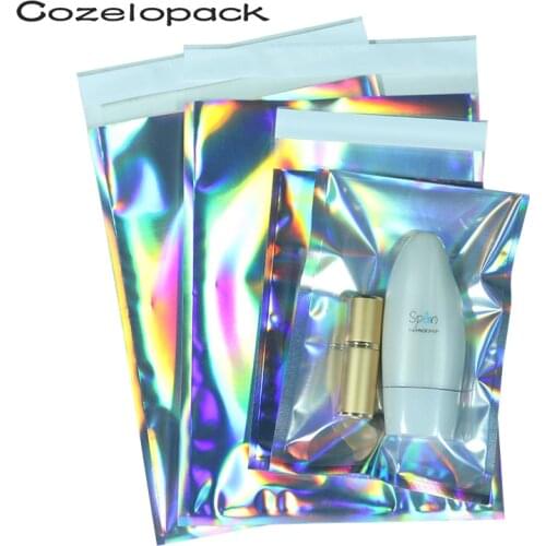 50pcs Laser Self Sealing Plastic Envelopes Mailing Storage Bags Holographic Gift Jewelry Poly Adhesive Courier Packaging Bags