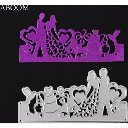 ABOOM New 1PC Celebrative Bride Groom Heart Cake Metal Die Cut Embossing Folder Decorative Scrapbooking Album Photo Cutting Dies