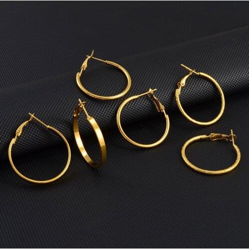 Anniyo 3CM African Stud Earrings for Women Girls,Gold Color Round Circle Earring Arab Jewelry Wedding Party Gift #128616