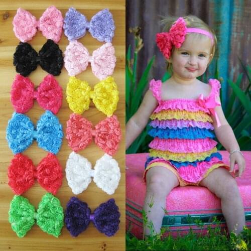 Top Quality Luxurious 4.7'' Big Six Rows Chiffon Stereo Rose Bows DIY Hair Bow Accessories For Headband 60pcs Free Shipping