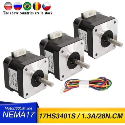 Free shipping 3pcs 17HS3401S Quality 4-lead Nema17 Stepper Motor 42 motor 42BYGH 1.3A CE ROSH ISO CNC for 3D printer