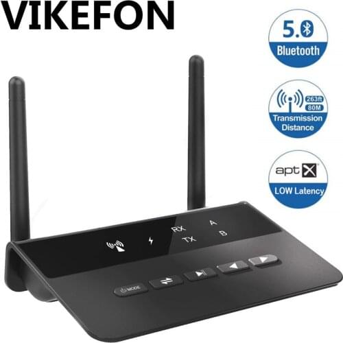80M Long Range Bluetooth 5.0 Audio Receiver Transmitter For TV PC Car With Antenna Aptx LL Low Latency RCA AUX Wireless Adapter