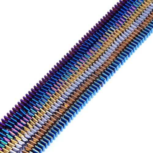 Natural Stone 7colors 6mm Hematite Beads Bright Squrare shape Loose beads for DIY Necklace Bracelet Jewelry Making Accessories