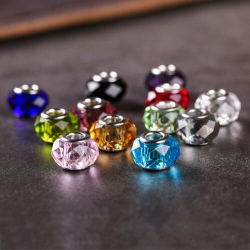 Lampwork Faceted Beads 9*14mm Big Hole Loose Multi Color Glass Beads To Needlework For Bracelets DIY Jewelry Components Making