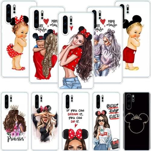 Mouse Baby Mon Girl Love Phone Case For Huawei Honor 10 9 20 9X 8A 8X 8S 7A 7X Lite Pro 10i 20i Y5 Y6 Y7 Y9 2019 Cover Coque