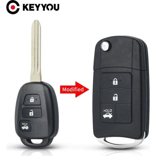 KEYYOU Key Shell For Toyota CAMRY Corolla Tundra Pruis Replace Case 3 Button Cover Fob With Toy43 Blade Car Accessories