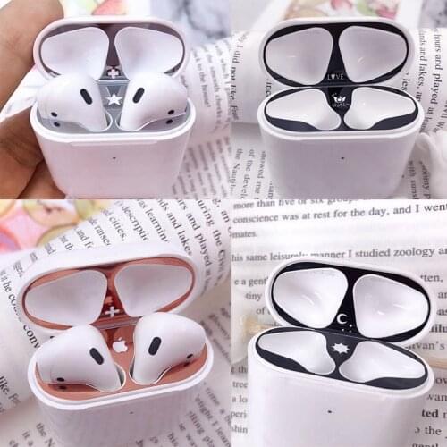 For airpods sticker wireless Bluetooth headset metal plating for apple1/2 generation protection inner cover dustproof sticker