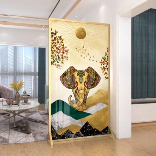 European style porch stainless steel screen partition, living room bedroom shielding metal cloth art mobile screen