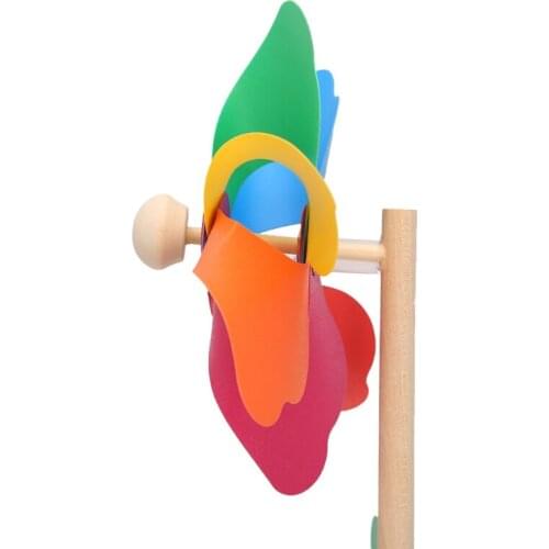 Wood Windmill Wind Spinner Pinwheels Home Garden Yard Decoration Kids Toys New