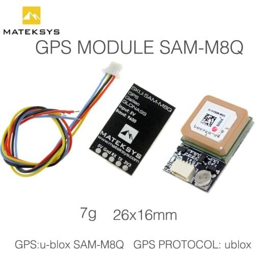 Matek GPS Module SAM-M8Q GLONASS Galileo QZSS SBAS Receiver with Antenna for UAV System Robots RC FPV or Other Project
