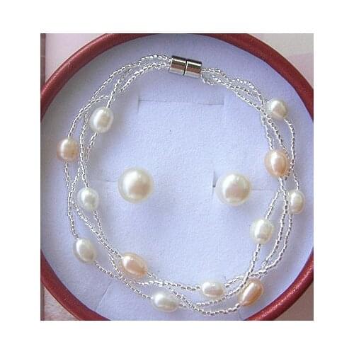 Wholesale Fashion Real Freshwater Pearl Jewelry Set, Bridal Jewellery Set, Exquisite Bridal Wedding Jewelry Set Accessory