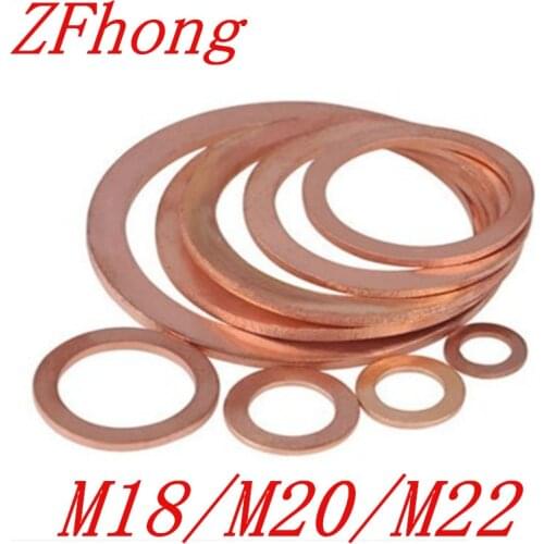 20pcs/lot M18 M20 M22 copper flat sealing washer