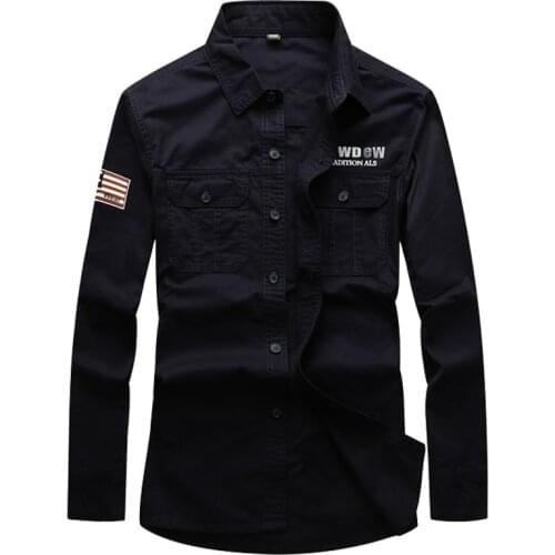 New Fashion Military Shirt Long Sleeve Men Casual Blouse Cotton Business Casual Cargo Shirts Loose Baggy Plus Size Male Clothing