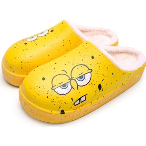 Mens Home Clogs 2020 New Winter Carton Printing Slippers Plush Warm Lining Woman House Warm Clogs High Quality Women Shoe