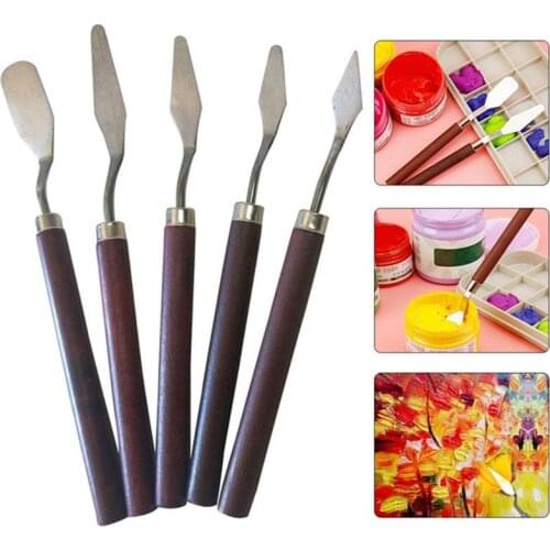 5Pcs Professional Stainless Steel Spatula Kit Palette for Creative Oil Painting Knife School Fine Arts Tool Set Flexible Blades