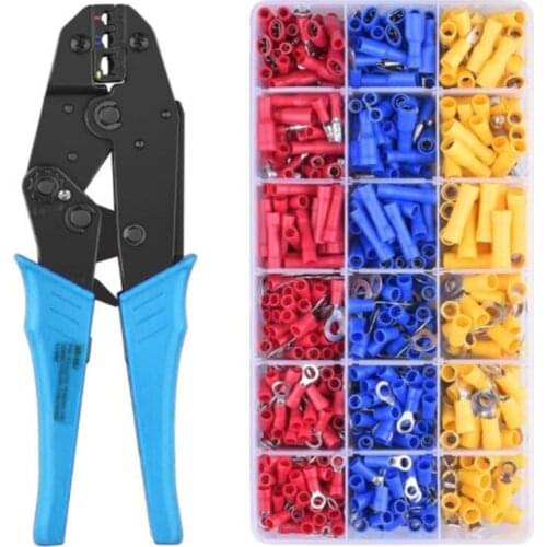 Assorted Insulated Fork U-Type Set Terminals Connectors Ratchet Pliers Pre-Insulated Terminal Wire Stripper High Quality Tools